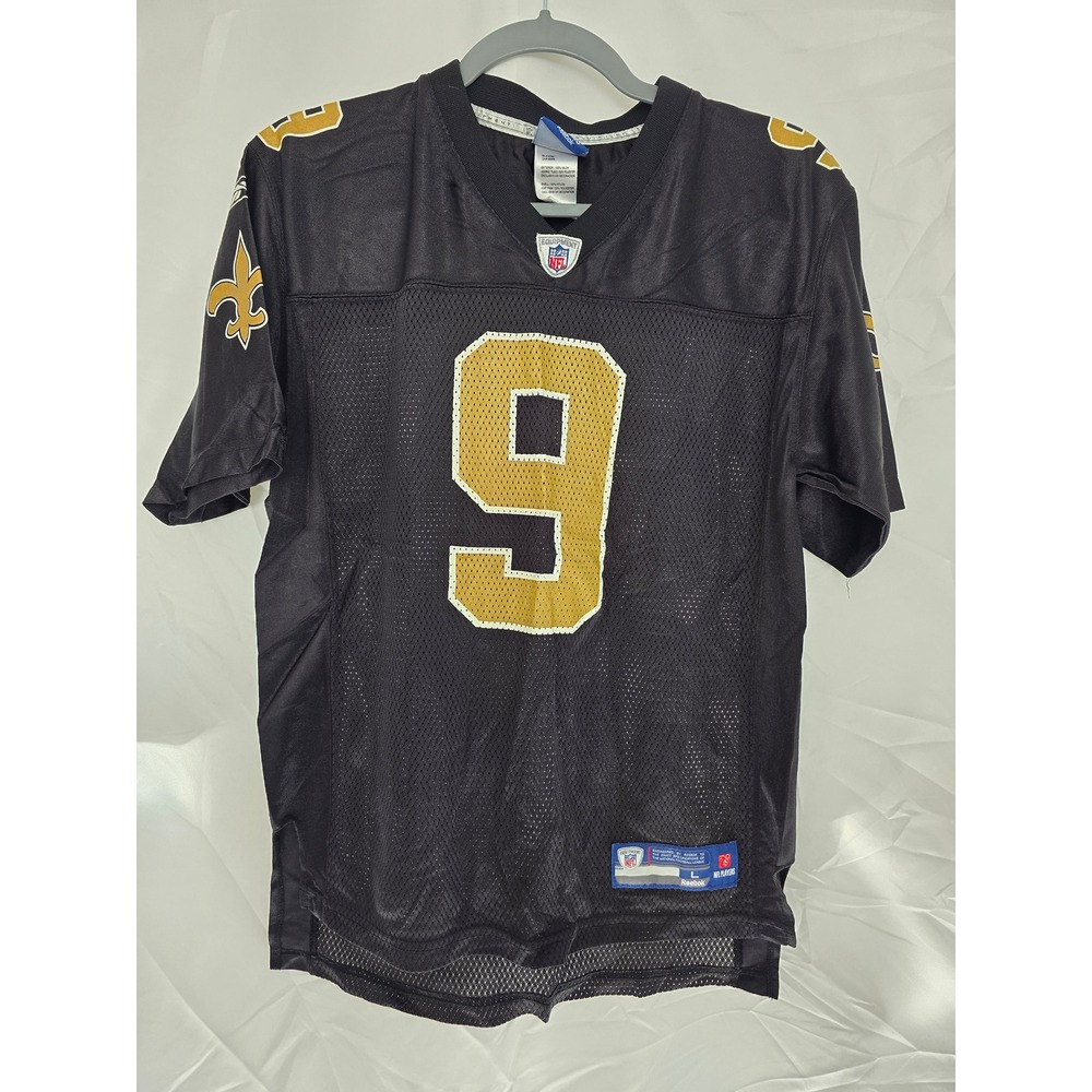 Kids Large Reebok NFL New Orleans Saints Drew Brees Jersey Black Gold Youth